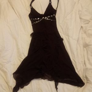 Chocolate brown ruffle sequins dress